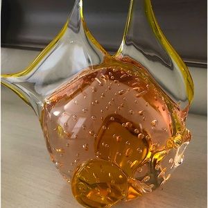 Vintage blown glass puffer fish